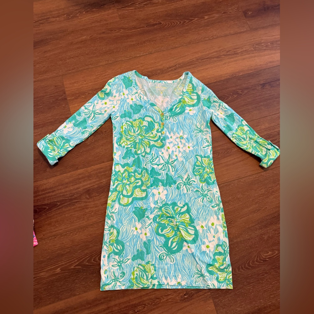 Lilly Pulitzer Aqua and White Patterned Dress